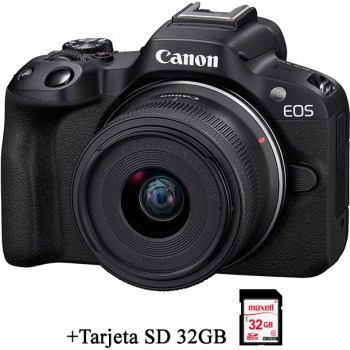 canon eos r50 cámara mirrorless con lente 18-45mm
